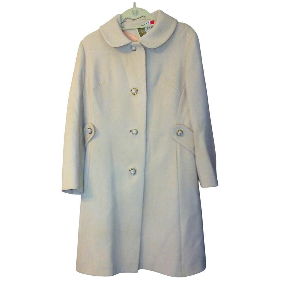 Vtg 70s 80s Dumas California Cream Beige Midi Coat Retro Lined Overcoat READ